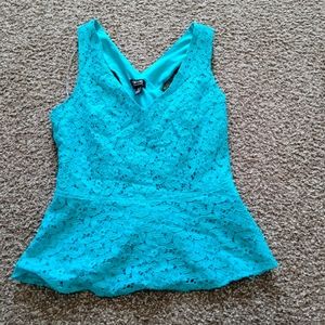 Nicole Miller peplum top aqua blue